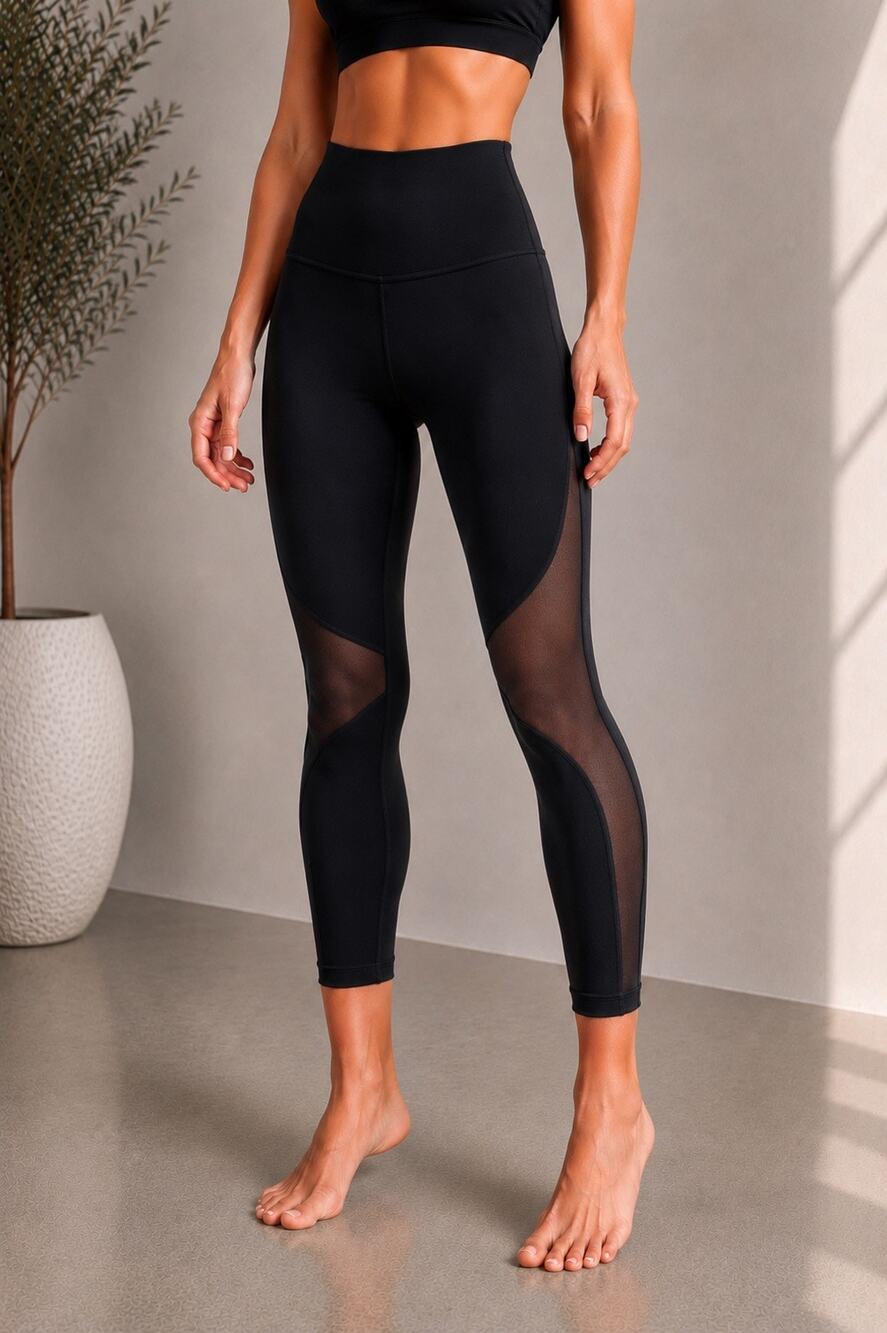 Alo Yoga Black High Rise Mesh Crop Leggings Est Small